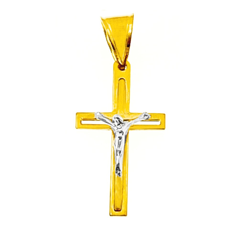 Goldanhänger Kettenanhänger Gold Anhänger Kreuz Goldkreuz Jesus Kruzifix Gelbgold Weißgold Bicolor 585er 14KT