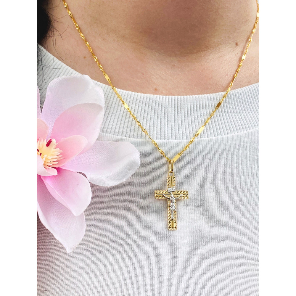 Goldanhänger Kettenanhänger Gold Anhänger Kreuz Goldkreuz Gelbgold Weißgold Bicolor 585er 14KT