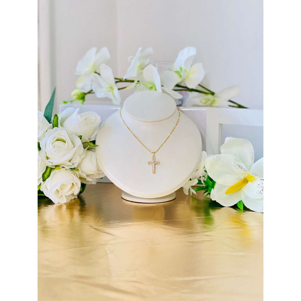 Goldanhänger Kettenanhänger Gold Anhänger Kreuz Goldkreuz Gelbgold Weißgold Bicolor 585er 14KT