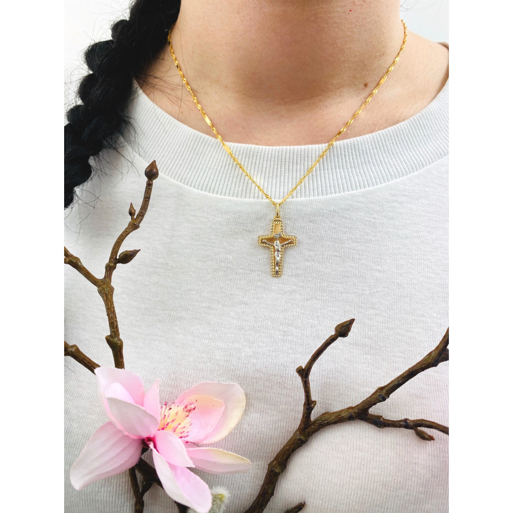 Goldanhänger Kettenanhänger Gold Anhänger Kreuz Goldkreuz Jesus Kruzifix Gelbgold Weißgold Bicolor 585er 14KT