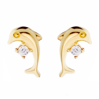 Gold Ohrringe Mit Zirkonia Ohrhänger Ohrstecker Ohrschmuck Paar Gelbgold Delfin