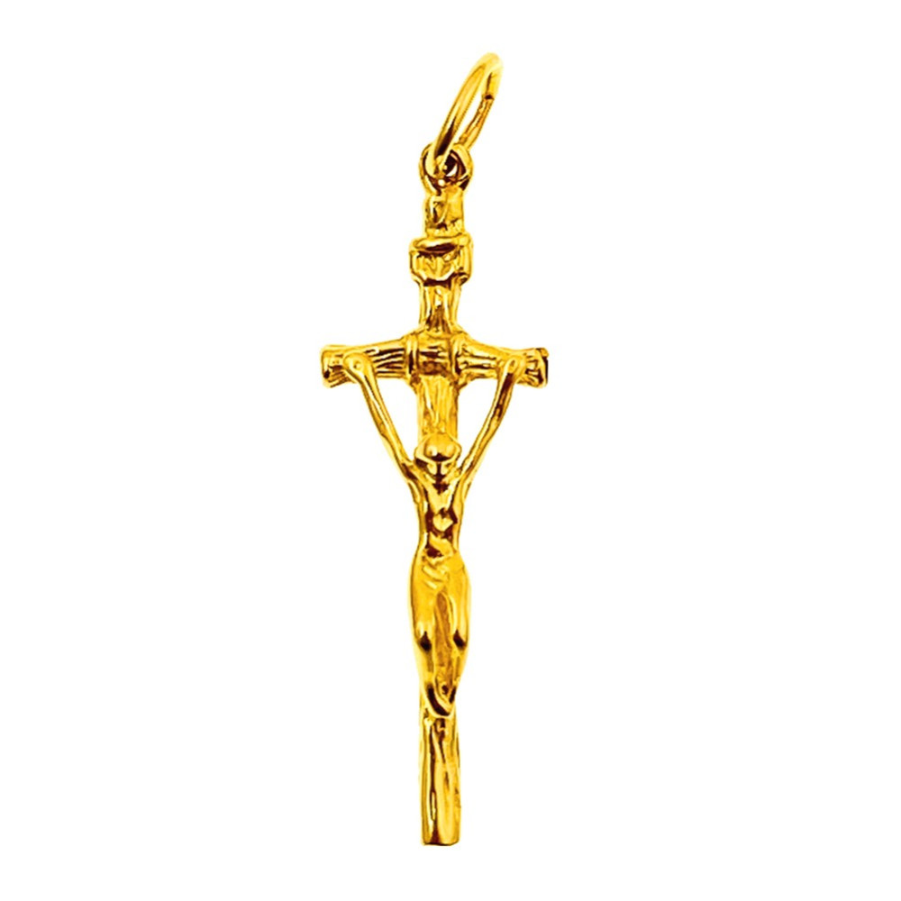 Złoty krzyż papieski Jezus Chrystus INRI
