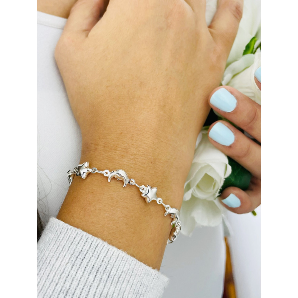 Sterne und Monde Armband 925 Silber Damen Kinder