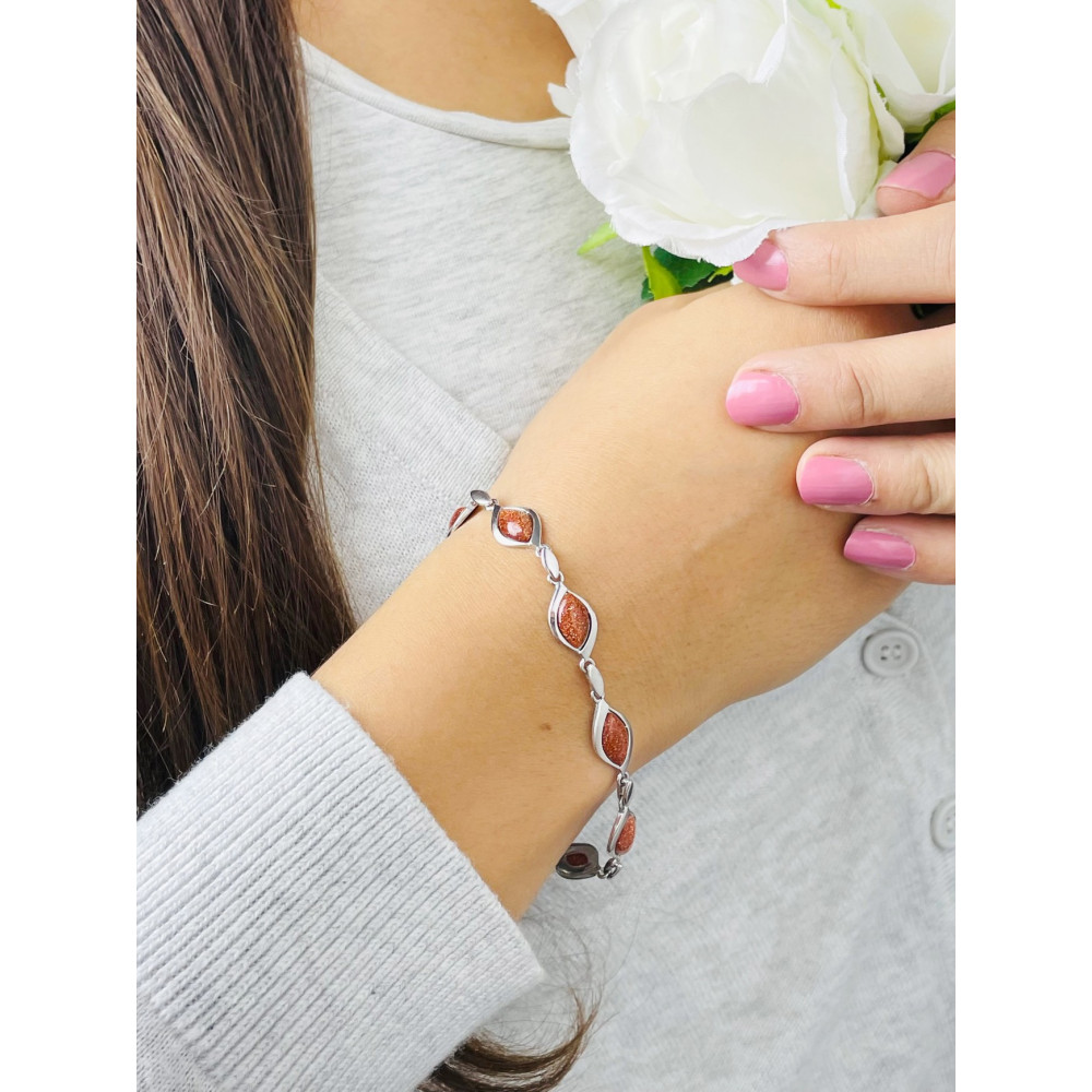 Wüstenstreifen Armband 925 Silber Damen