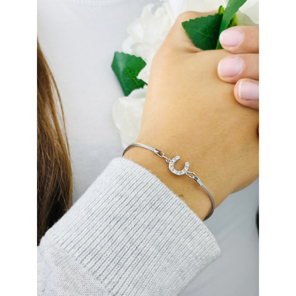Hufeisen Armband 925 Silber mit Zirkonen Damen Kinder