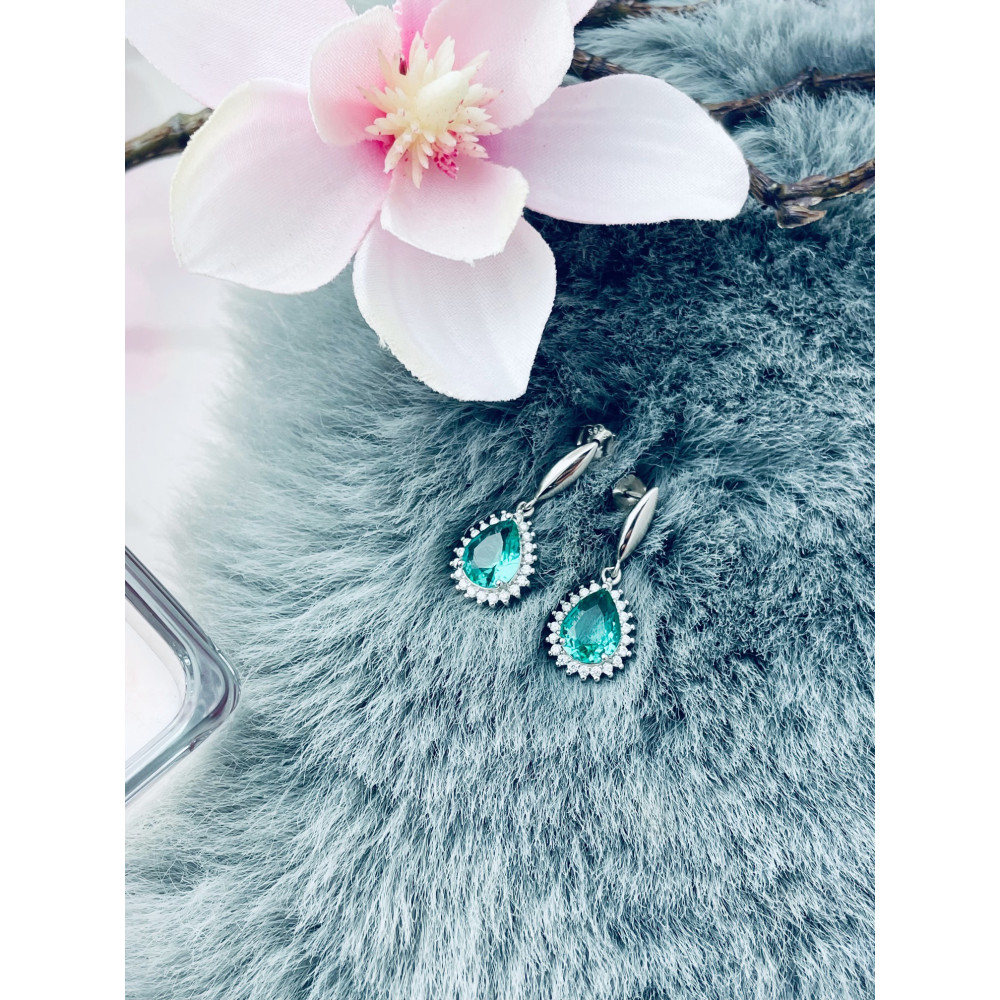 elegant 925 Silber Ohrringe mit Zirkonia Träne