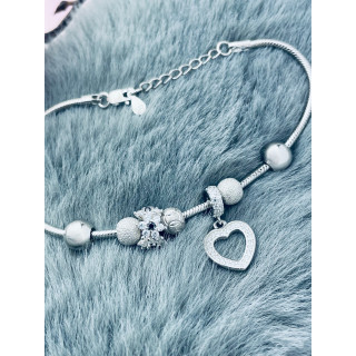 Charms Armband 925 Silber Damen Kinder Blume Herz mit Zirkonia