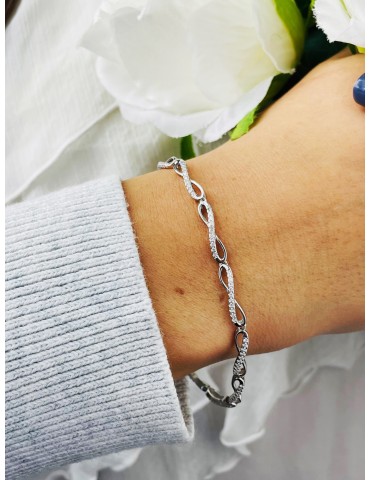 Infinity mit Zirkonia Armband 925 Silber Damen Kinder