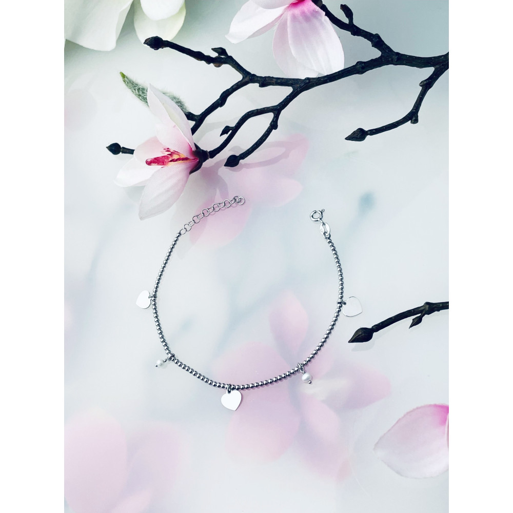 Herz Armband 925 Silber Damen Perlen