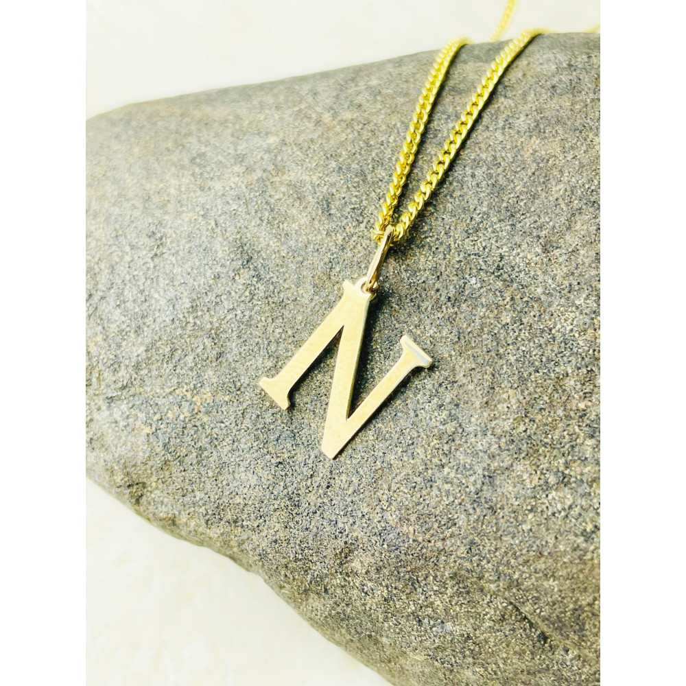 Anhänger Buchstabe N Kettenanhänger Goldanhänger 14KT Gelbgold