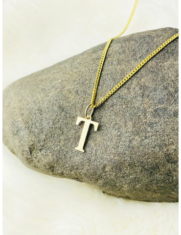 Anhänger Buchstabe T Kettenanhänger Goldanhänger 14KT Gelbgold