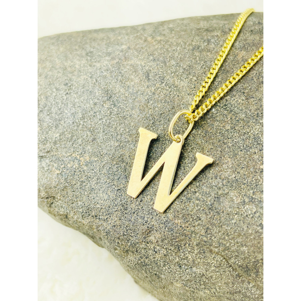 Anhänger Buchstabe W Kettenanhänger Goldanhänger 14KT Gelbgold