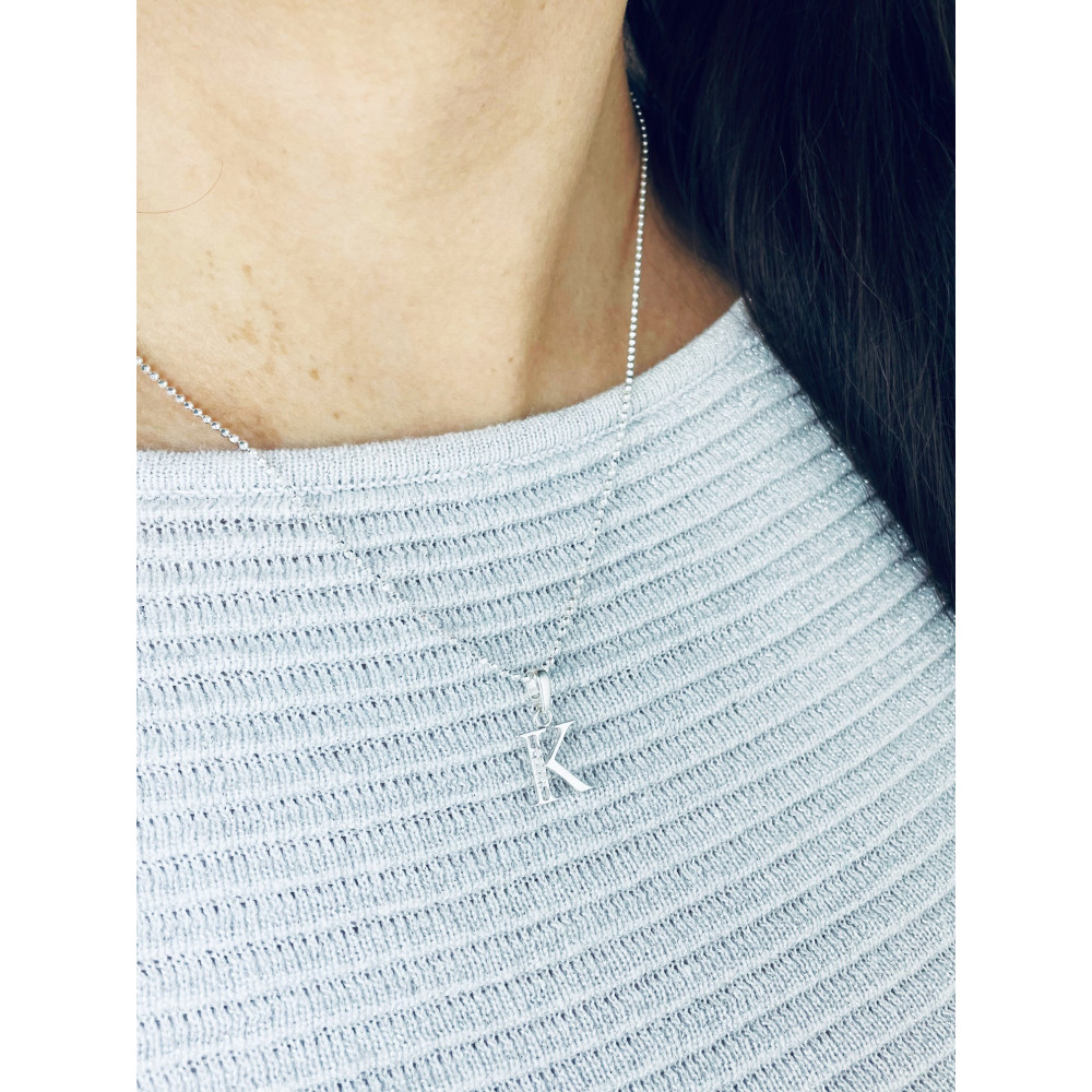 925 Silber Anhänger Buchstabe K Kettenanhänger mit Zirkonia
