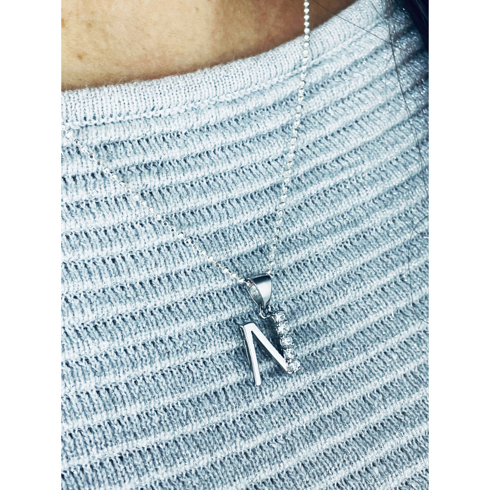 925 Silber Anhänger Buchstabe N mit Zirkonia