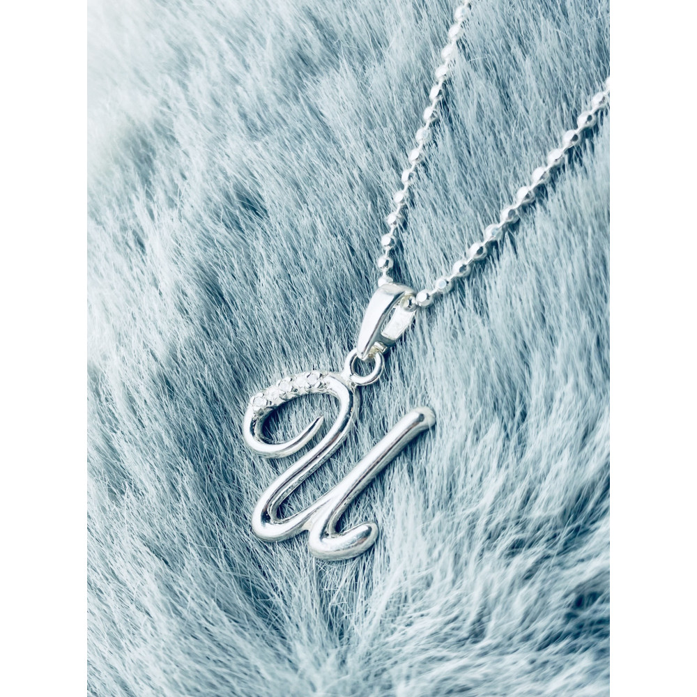 925 Silber Anhänger Buchstabe U Kettenanhänger mit Zirkonia