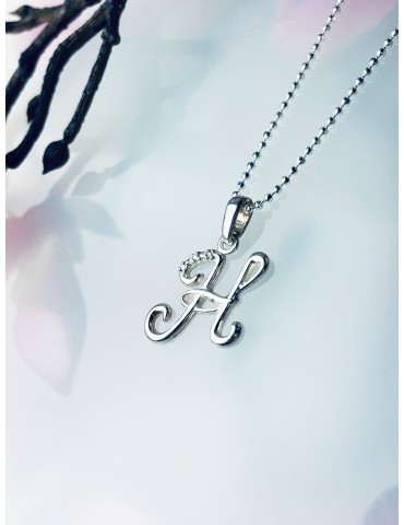 925 Silber Anhänger Buchstabe H Kettenanhänger mit Zirkonia