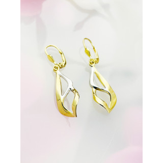 Złote kolczyki wiszące dwukolorowe fale