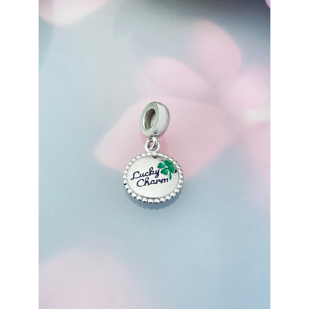 Srebrny koralik zawieszka charms koniczynka