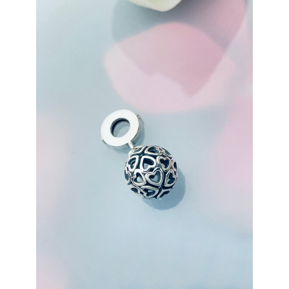 Srebrny koralik zawieszka charms serce serduszka vintage