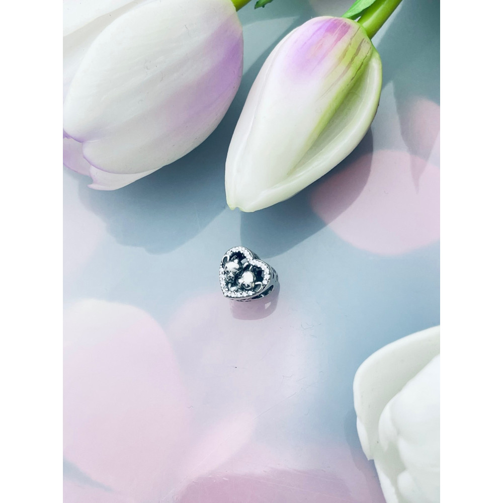 Herz 925 Silber Damen Kinder Anhänger Charms mit Zirkonia Vintage