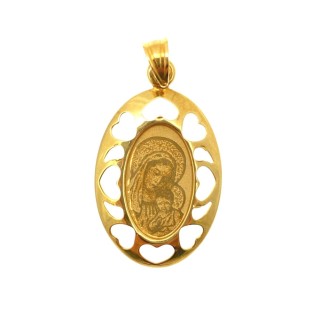 Złoty Medalik Zawieszka Matka Boska z Dzieciątkiem Jezus