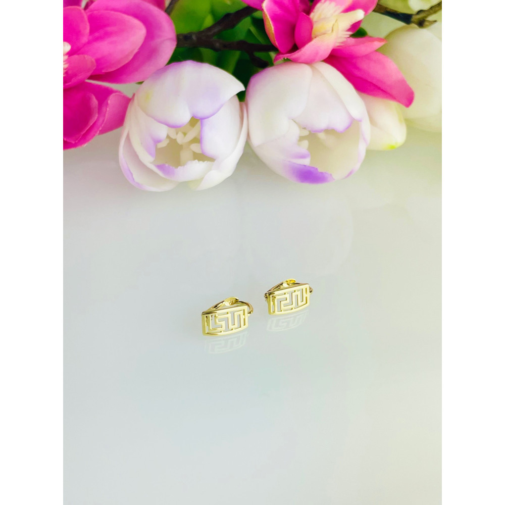 griechisches Muster Ohrringe Ohrhänger Ohrstecker Ohrschmuck 585er 14KT Gelbgold