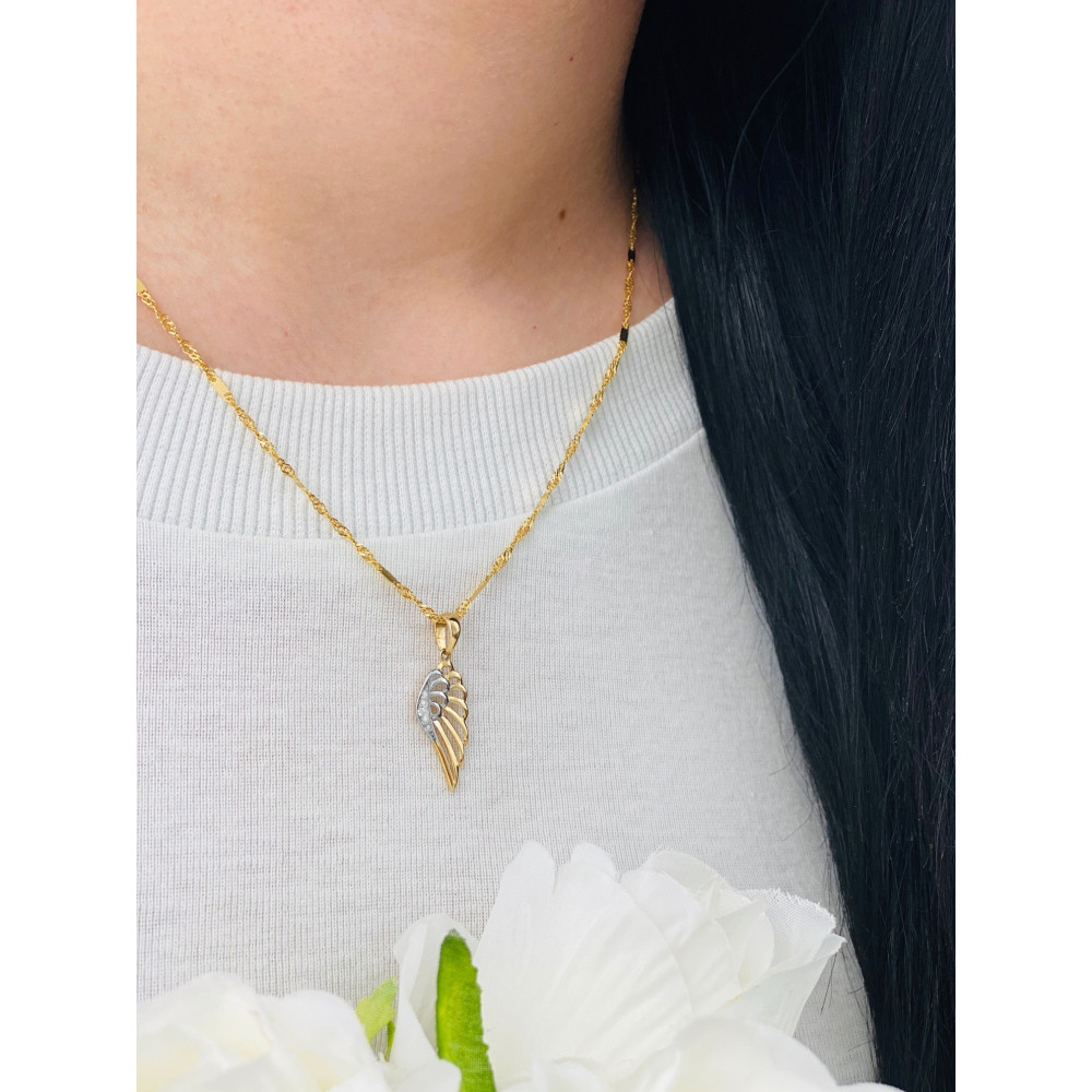 Anhänger Flügel Kettenanhänger Bicolor Zweifarbig Gold Goldanhänger mit Zirkonia