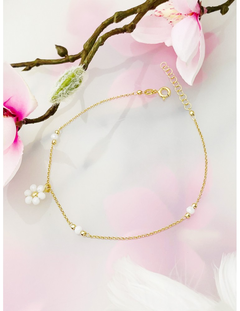 Blume 925 Silber vergoldet Bein Armband