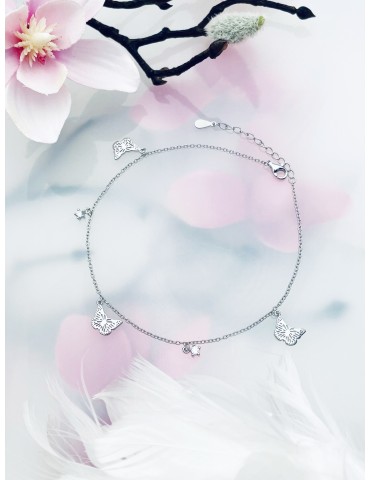 Schmetterling 925 Silber Bein Armband mit Zirkonia