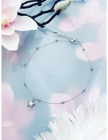 Stern 925 Silber Bein Armband mit Zirkonia