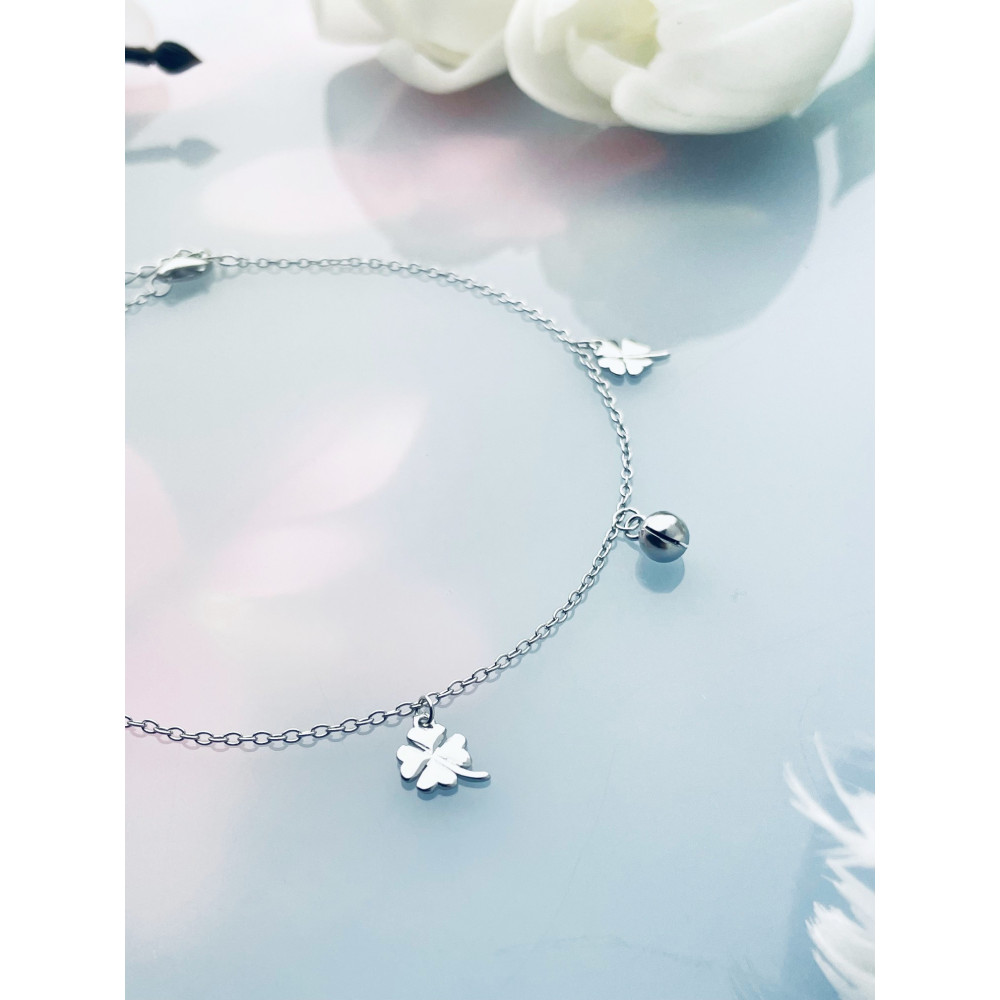 Kleeblatt 925 Silber Bein Armband
