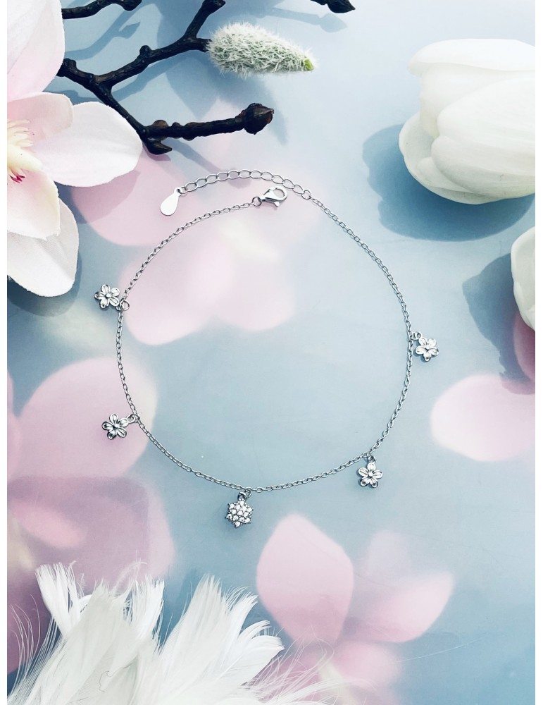 Blume 925 Silber Bein Armband
