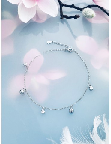 Ball 925 Silber Bein Armband mit Zirkonia