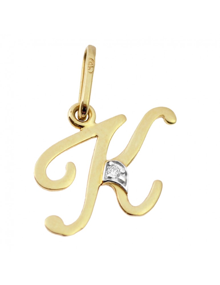 Anhänger Buchstabe K Kettenanhänger Goldanhänger mit Zirkonia Gelbgold Anhänger Buchstabe K Kettenanhänger Goldanhänger mit Zirkonia Gelbgold