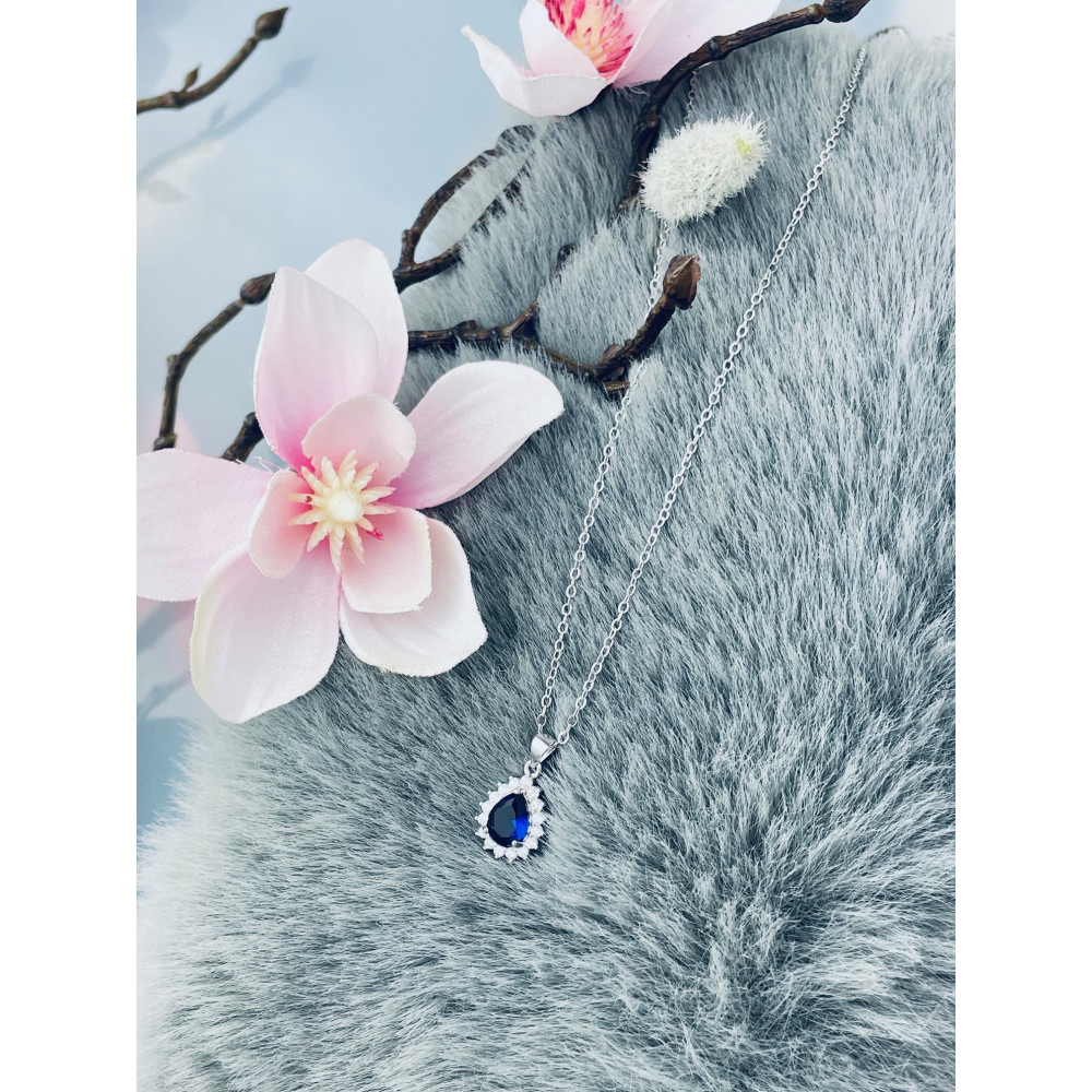 Tropfen 925 Silber Anhänger mit Zirkonia