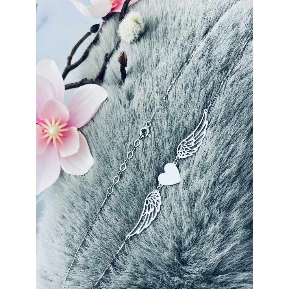 Herz Flügel 925 Silber Halskette Halsband Damen Kinder