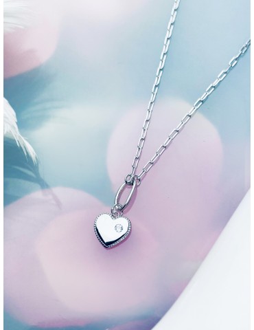 Herz mit Zirkonia 925 Silber Halskette Halsband Damen Kinder