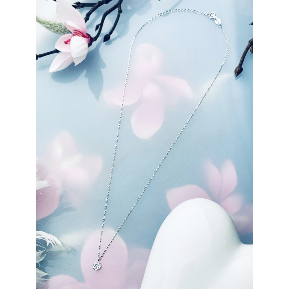 Kreis mit Zirkonia 925 Silber Halskette Halsband Damen Kinder